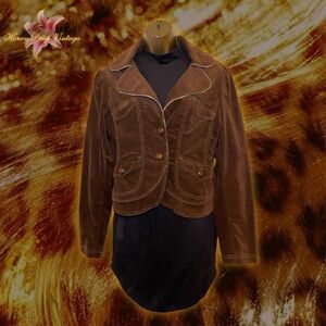 Vintage Forever 21 Brown Velvet Cropped Jacket with Contrast Stitching